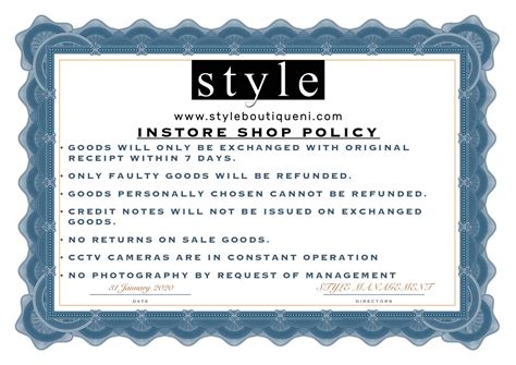 Store Policy 